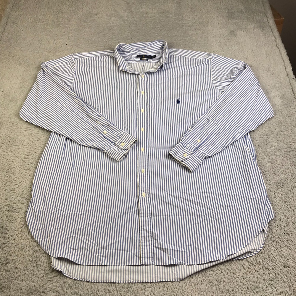 Ralph Lauren Shirt Mens 4XLT Blue Striped Performance Button Down Long Sleeve